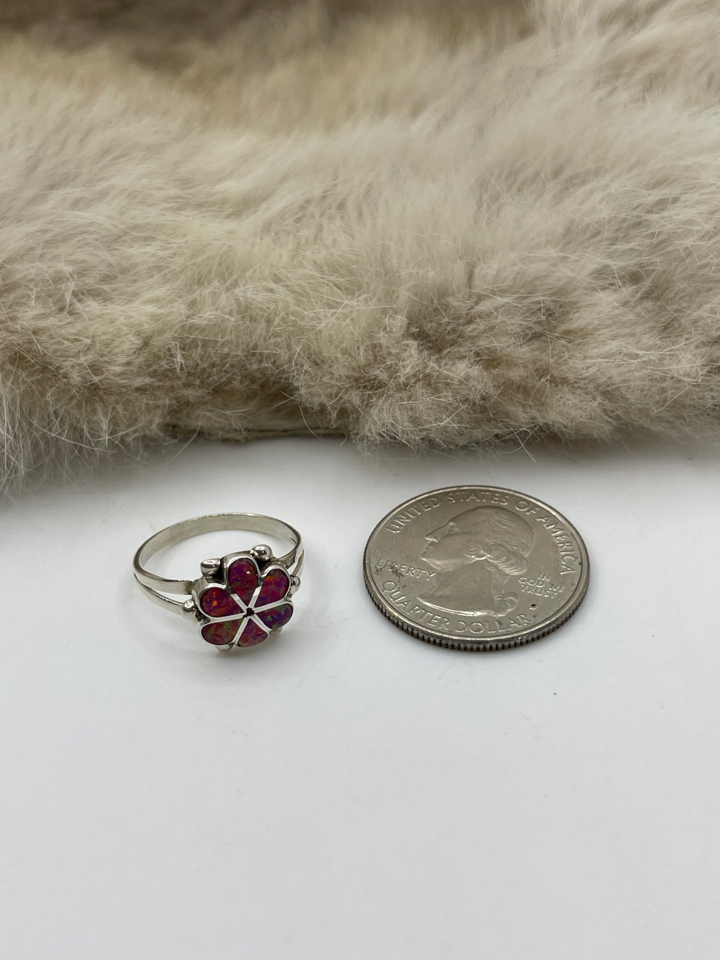 6.0 Pink Opal Ring by Bernadette Hattie, Zuni