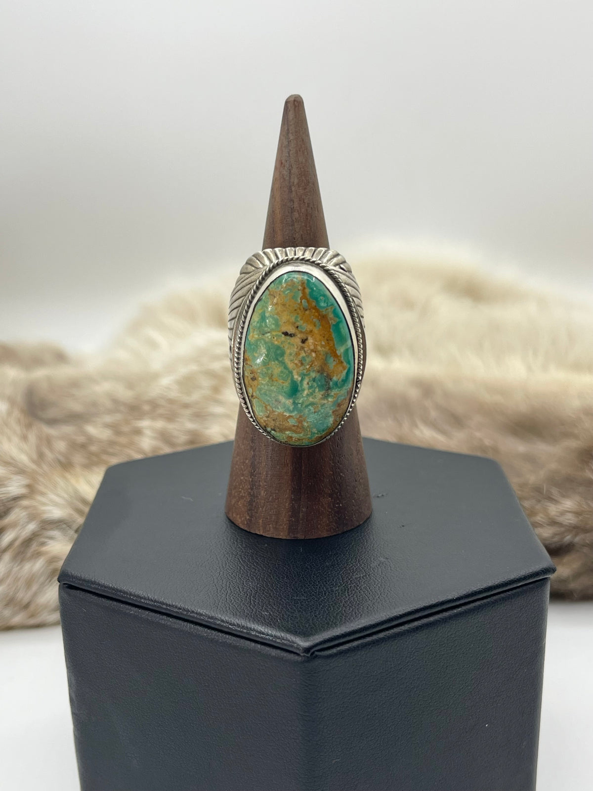 9.0 Royston Turquoise Ring by Steven Nez, Navajo