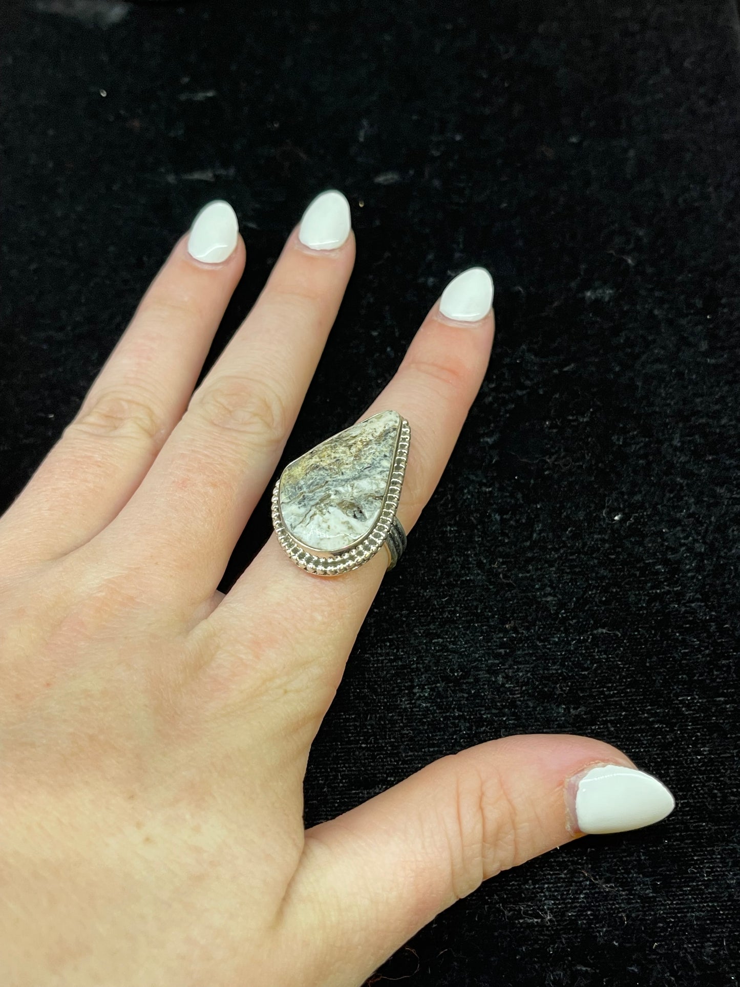 Tear Drop White Buffalo Ring ￼