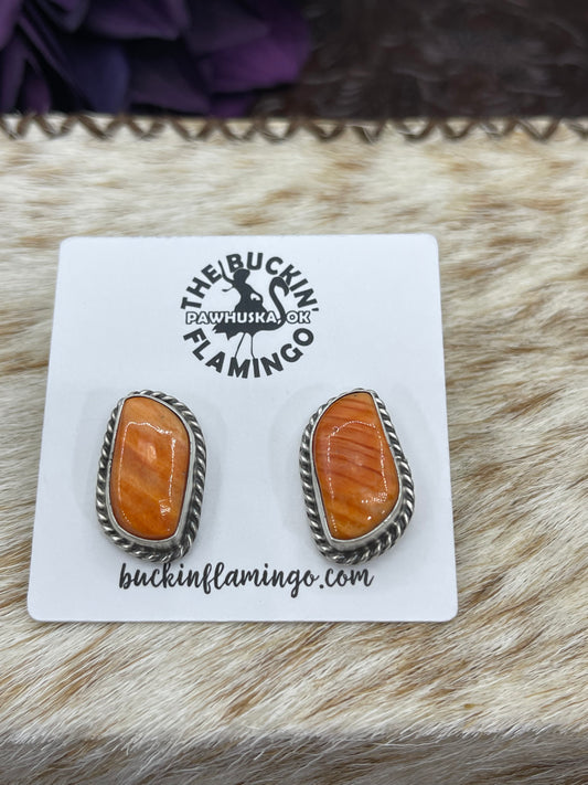 Orange Spiny Oyster Shell Earrings