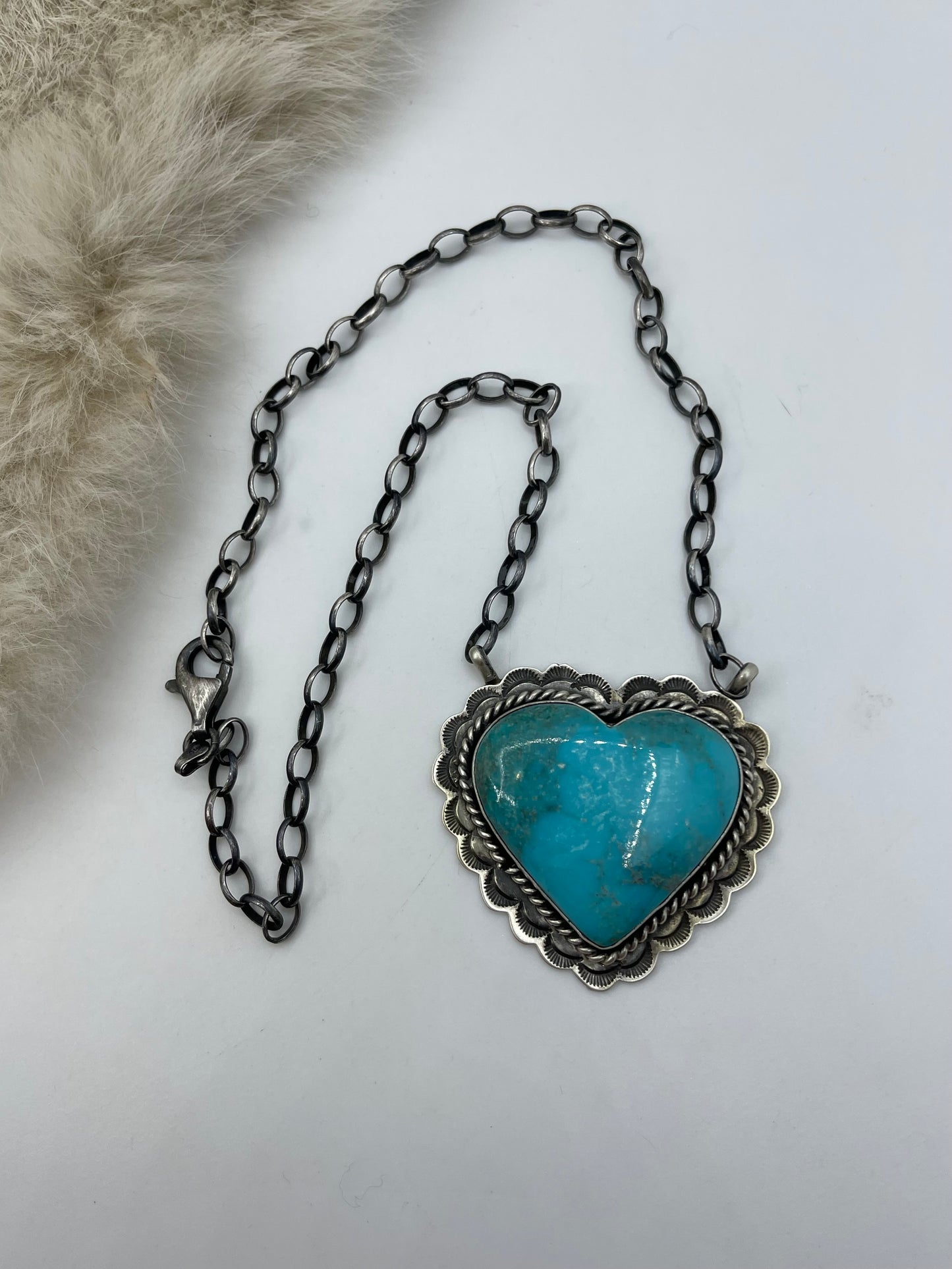 17'' #8 Kingman Turquoise Necklace by Rick Enriquez, Navajo