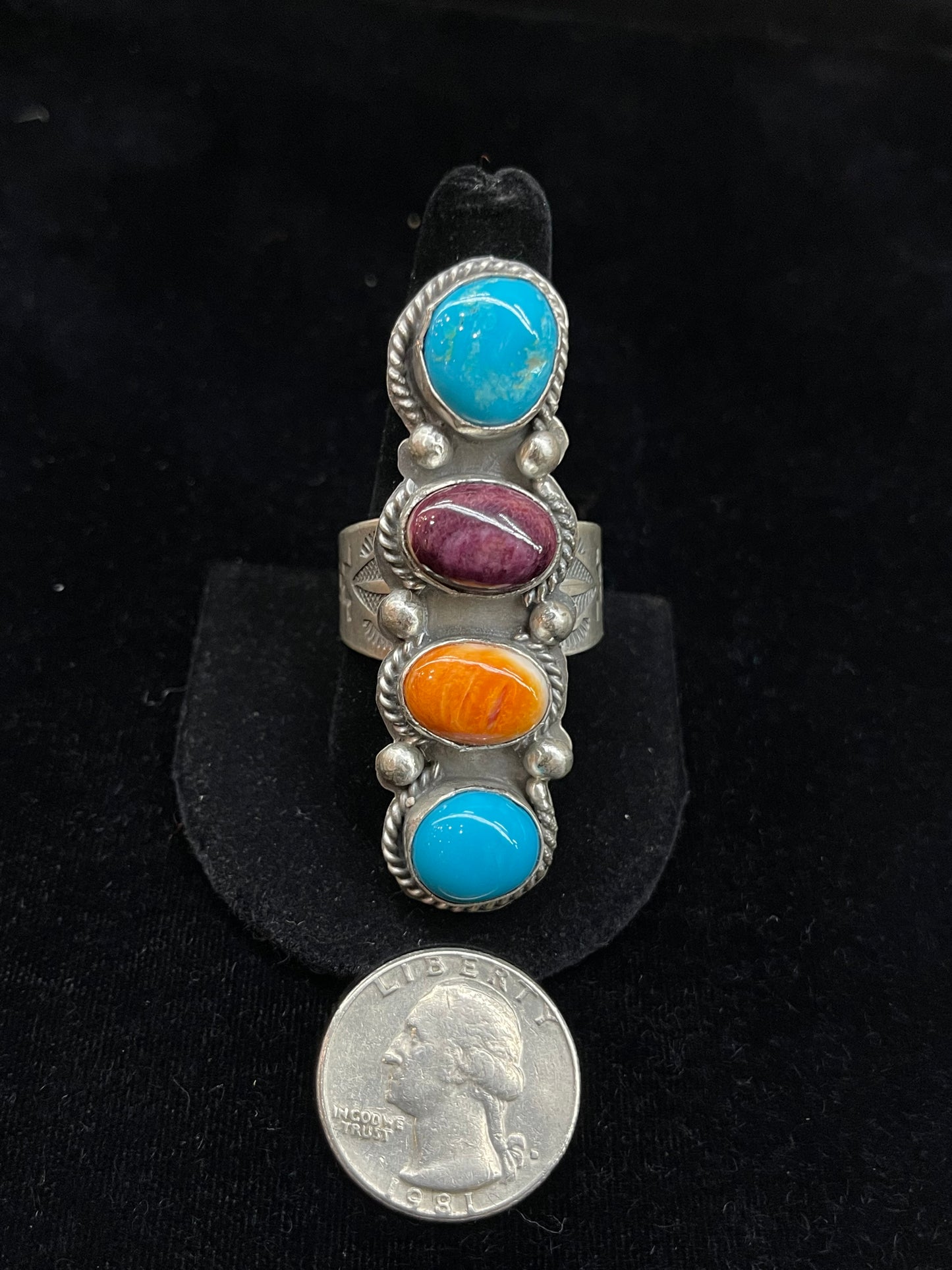 15.0 Multi 4 Stone Ring by Boyd J. Ashley, Navajo