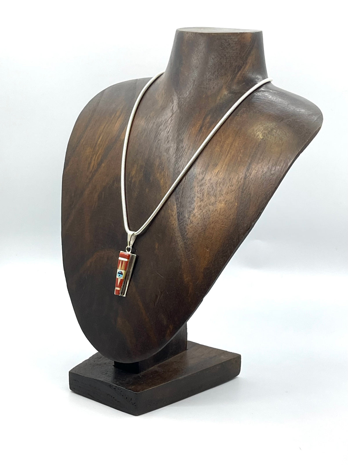 16" Nekclace Inlay Sunface Pendant 4.3mm Bail by Patty Edaakie, Zuni