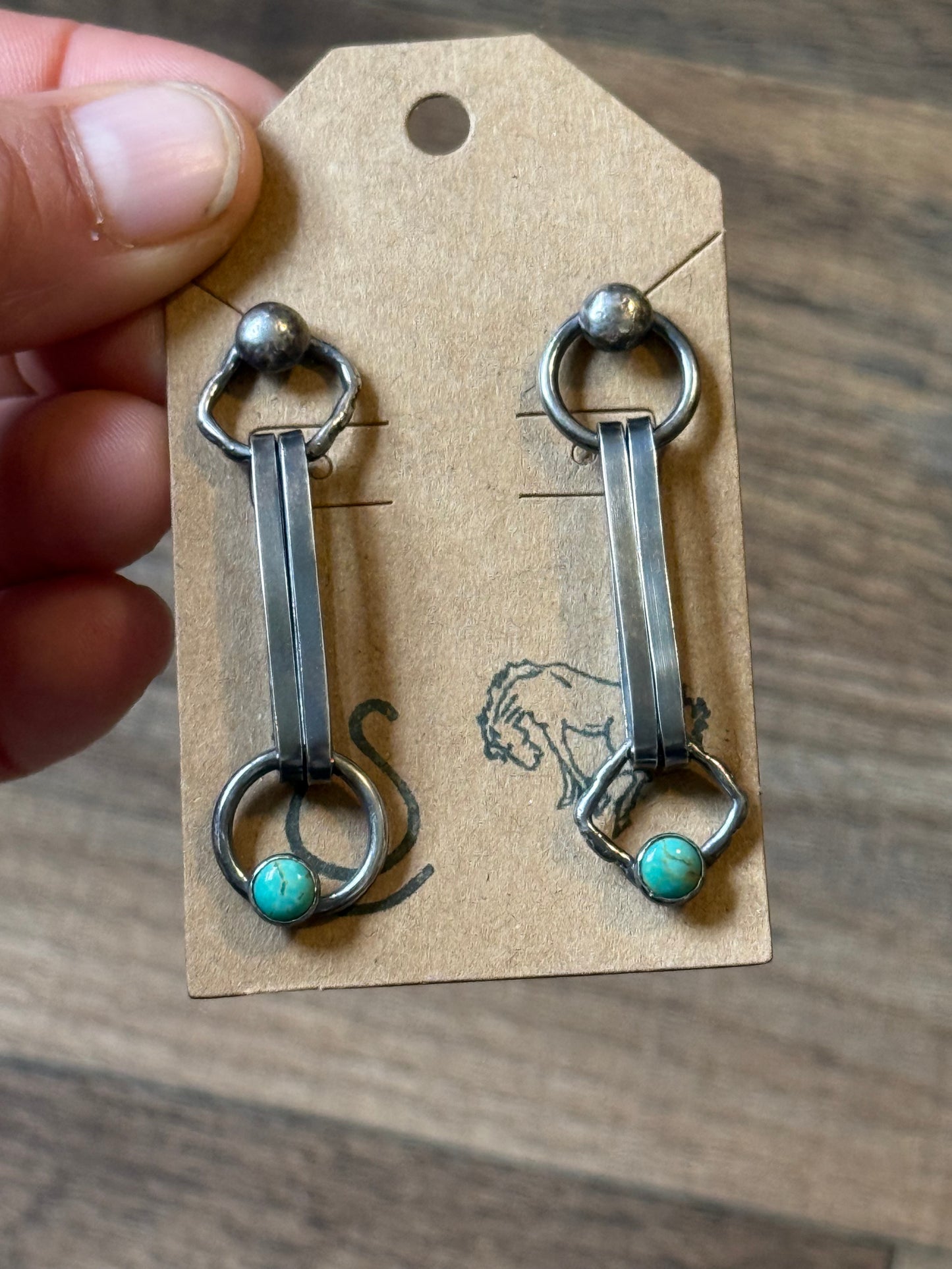 Bad Bronc Paperclip Chain Earrings with Turquoise