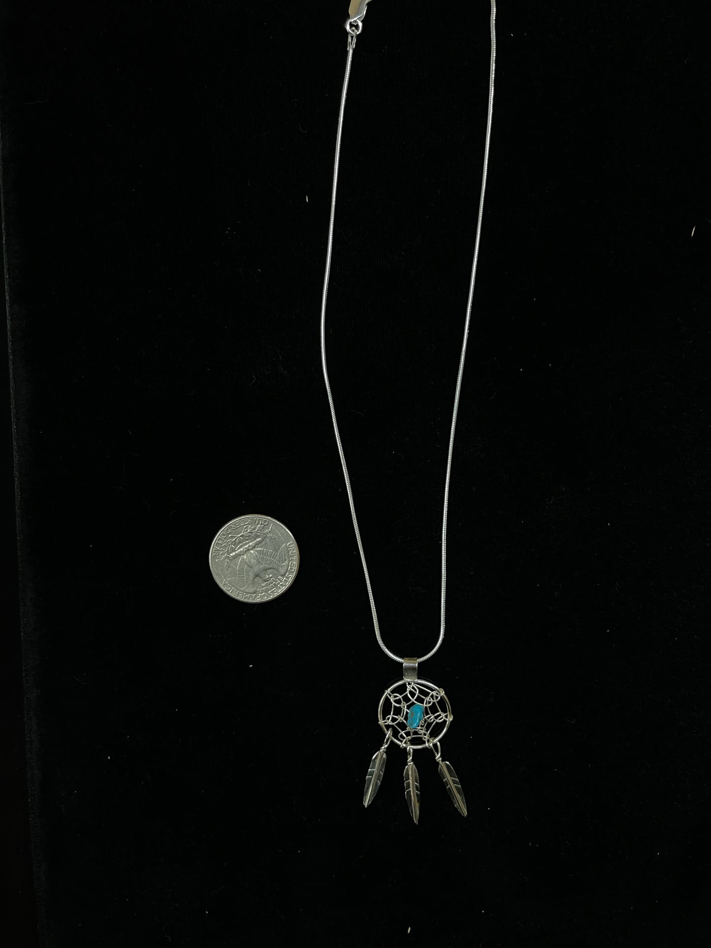 16" Turquoise Dream Catcher Necklace