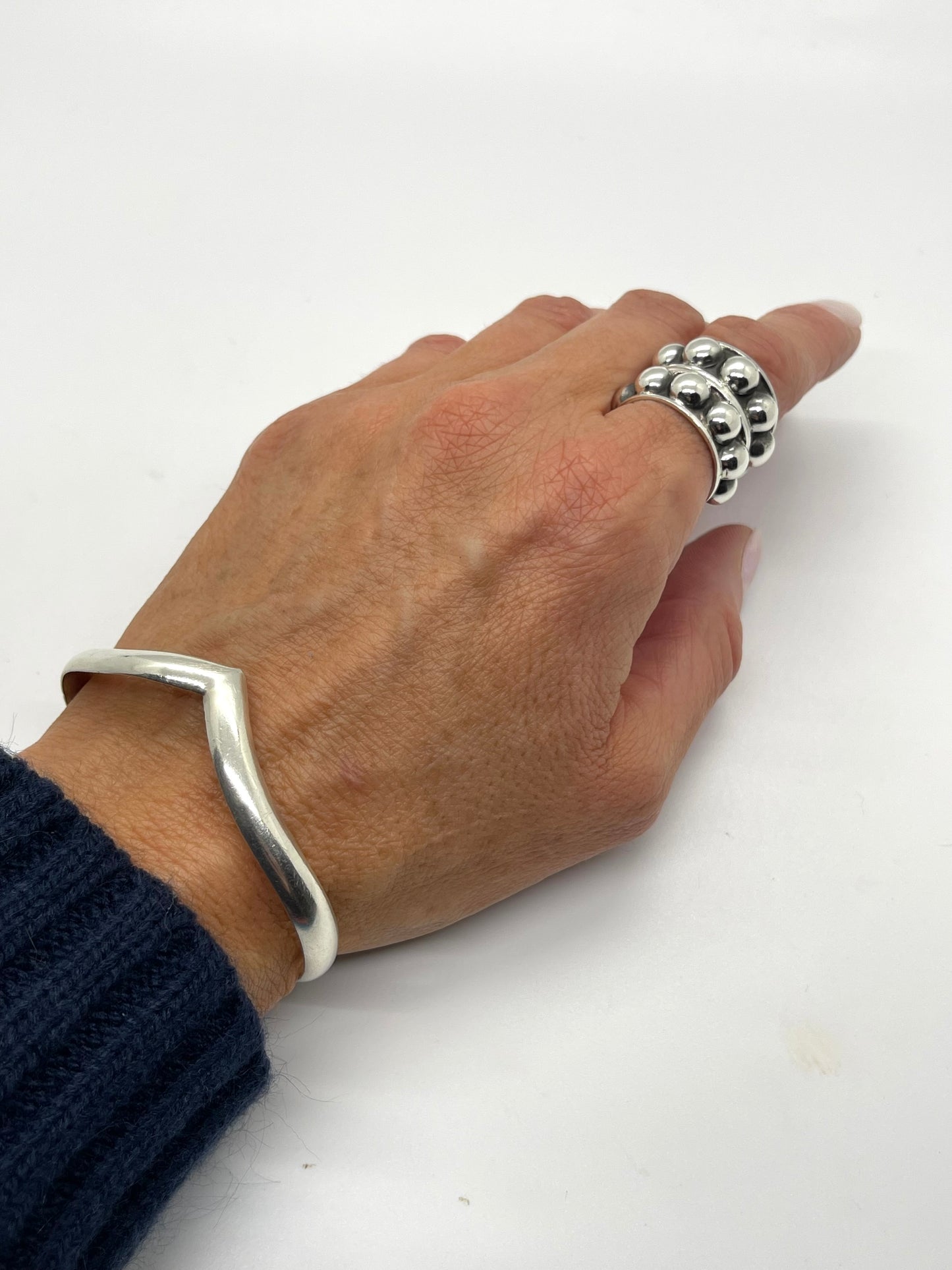 11.5 6mm Silver Dot Ring