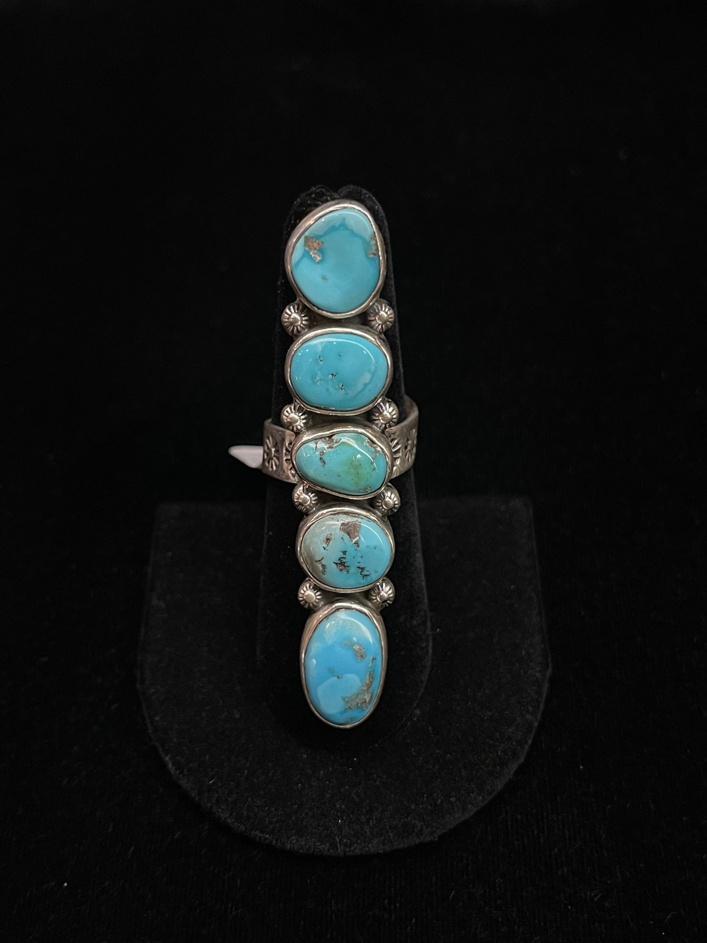 Adjustable Sleeping Beauty Turquoise 5 Stone Ring by Zia