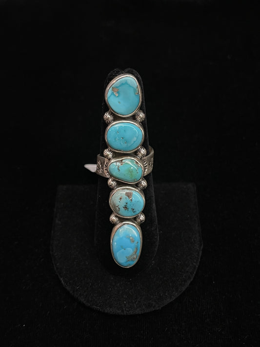 Adjustable Sleeping Beauty Turquoise 5 Stone Ring by Zia