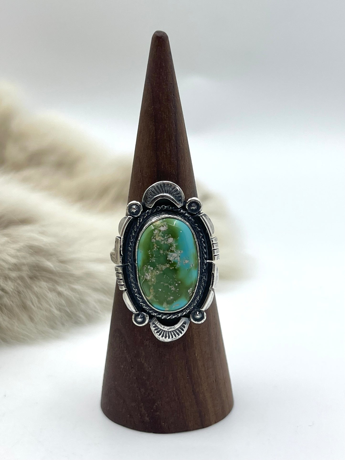 9.5 Oval Sonoran Gold Turquoise Ring By Daniel Benally, Navajo