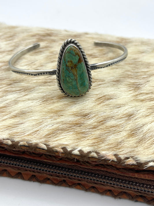 Single Stone Stamped Cuff by Donovan Skeet, Navajo