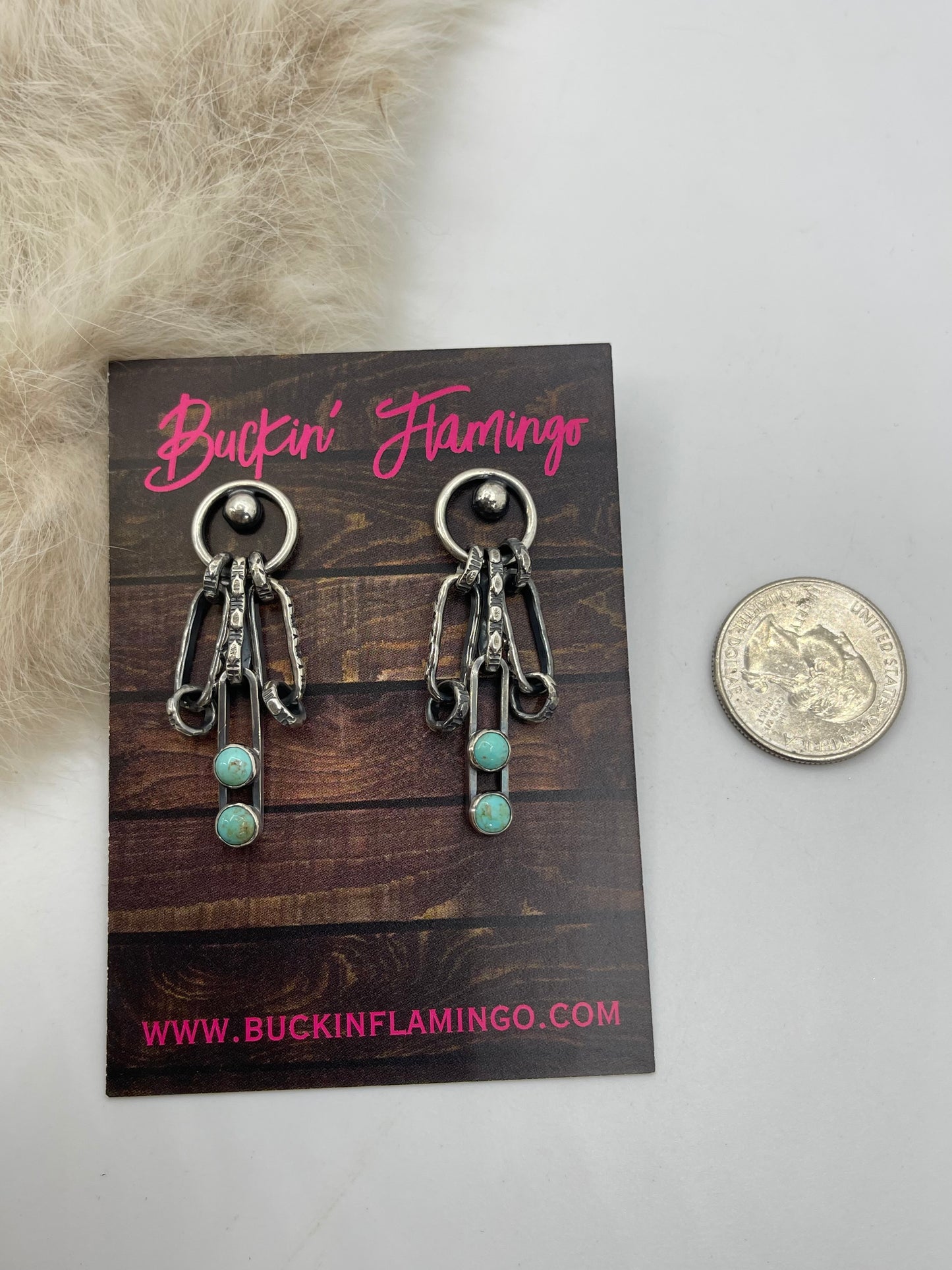 Paperclip Chain Earrings with Turquoise by Bad Bronc