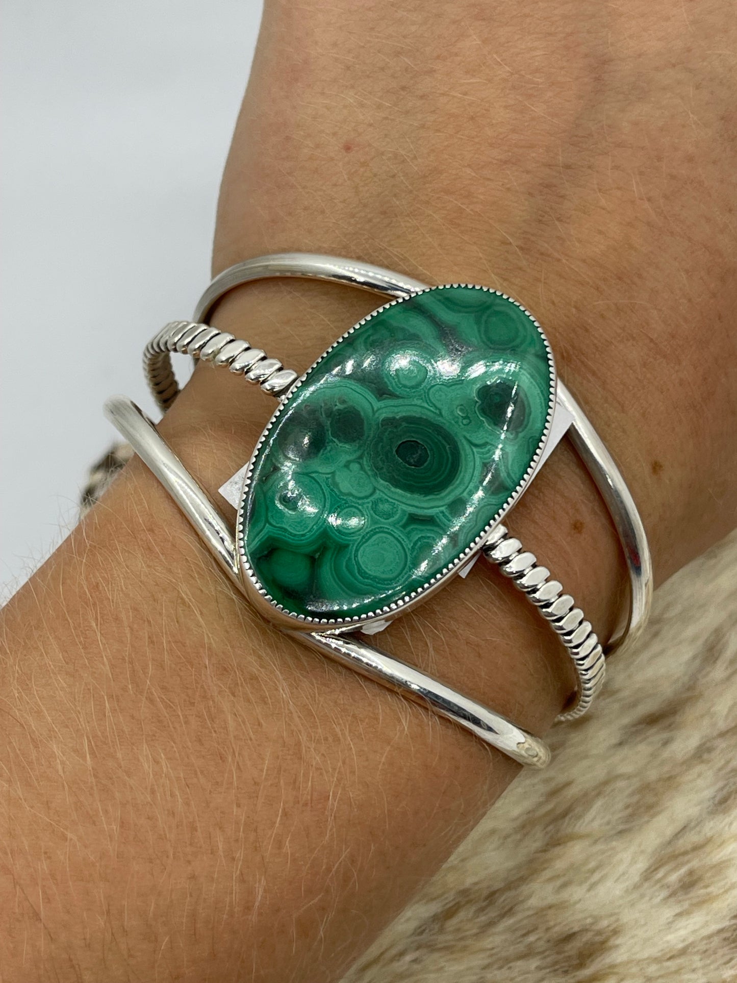 5 1/2"-7" Malachite Chrysocolla Cuff by Dvane Smith, Navajo