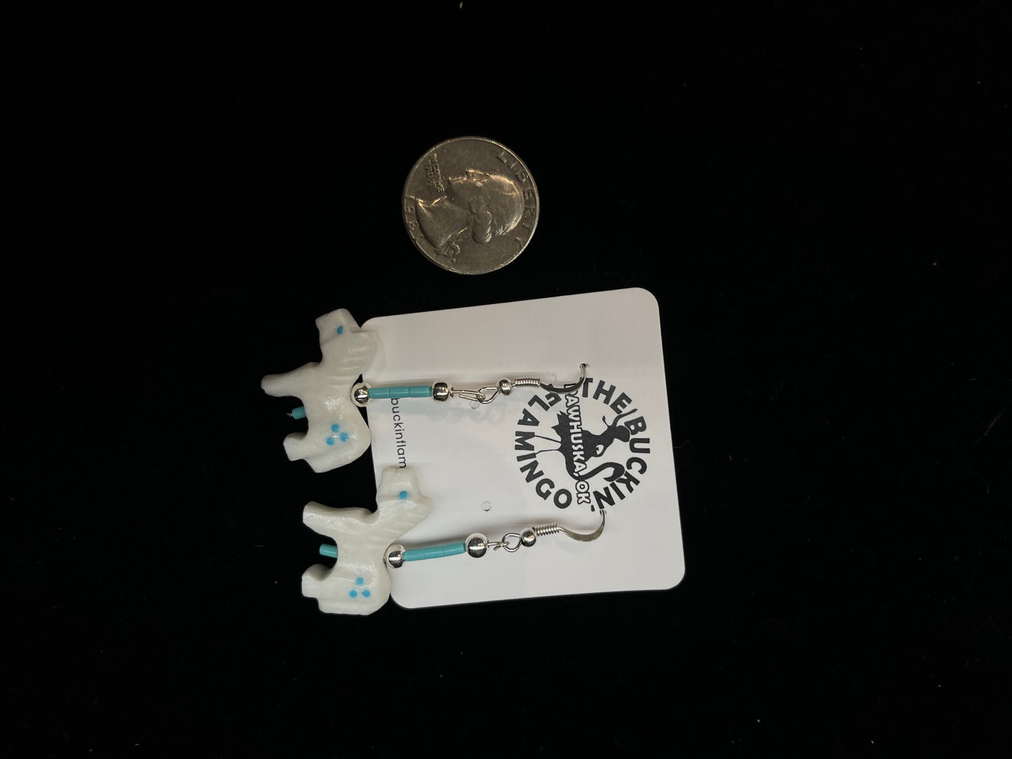 Turquoise Horse Dangle Earrings by Todd Estate, Zuni