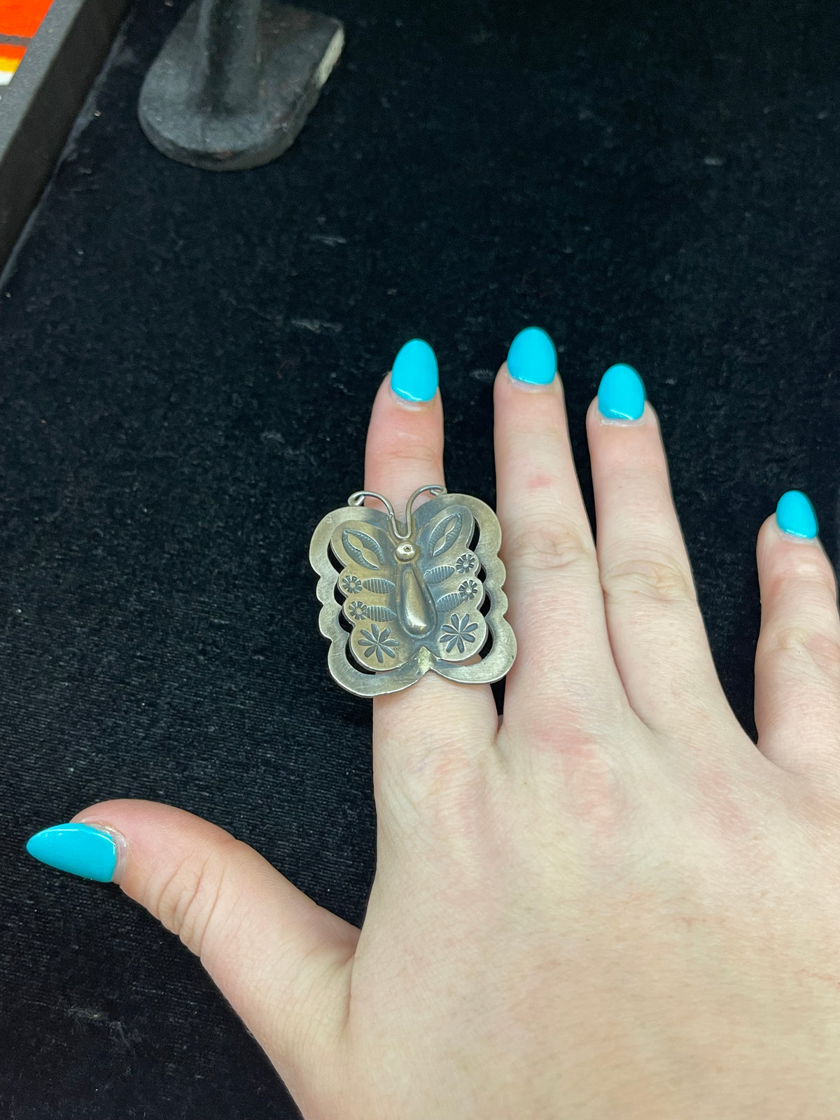 7.0 or 8.0 Butterfly or Dragonfly Ring by Tim Yazzie, Navajo