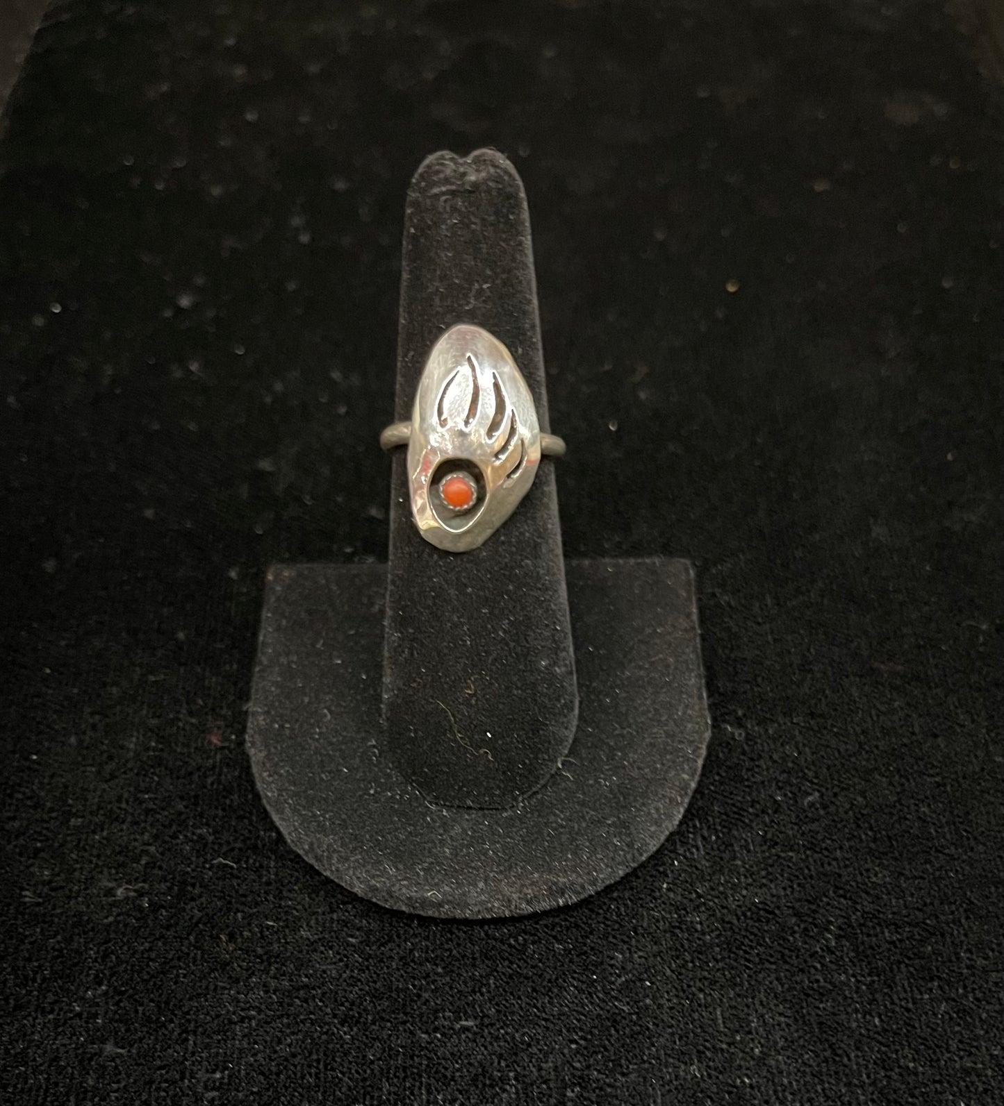 7.0 Red Coral Shadowbox Bear Paw Ring