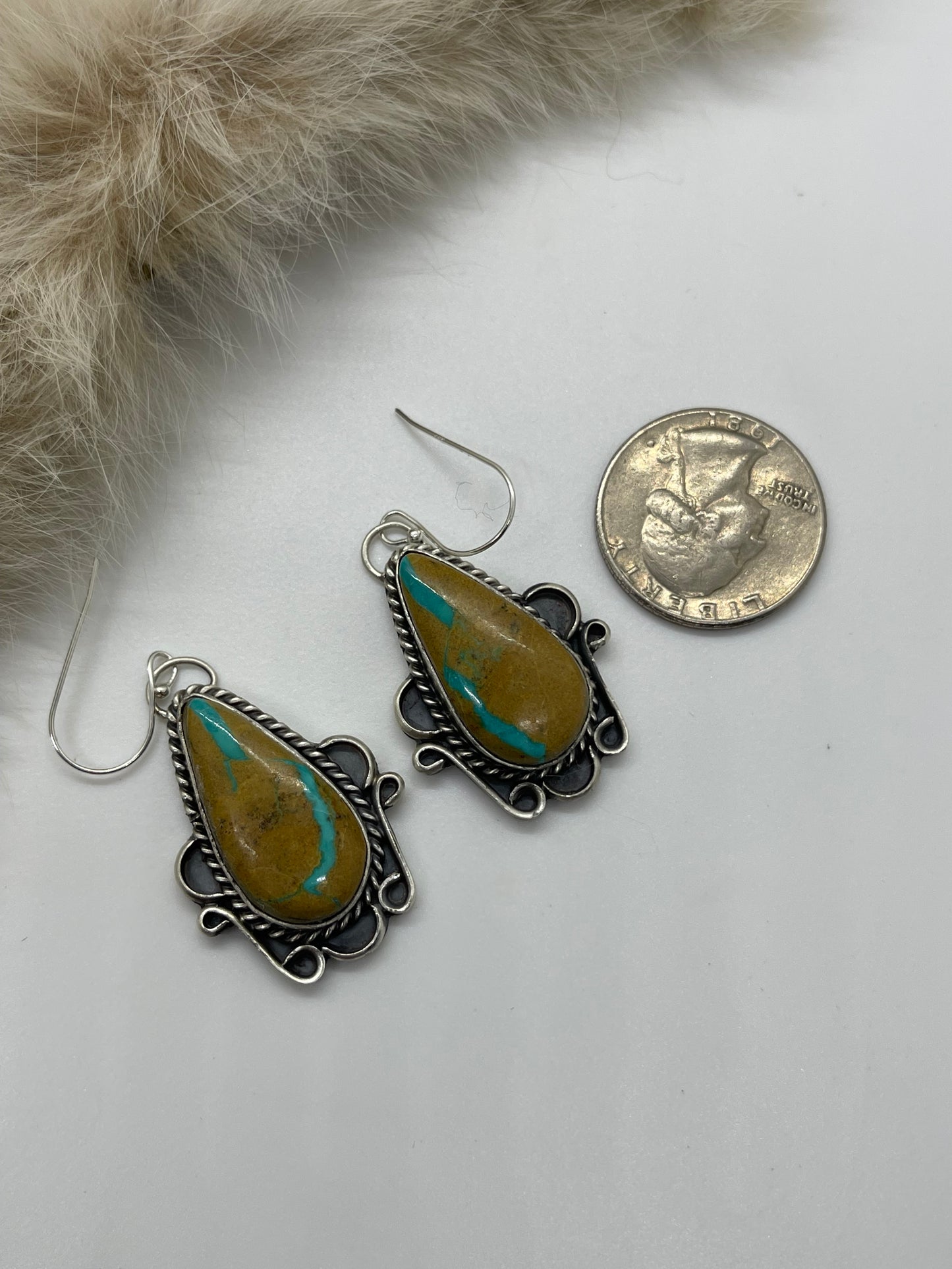 Royston Ribbon Turquoise Teardrop Dangle Earrings