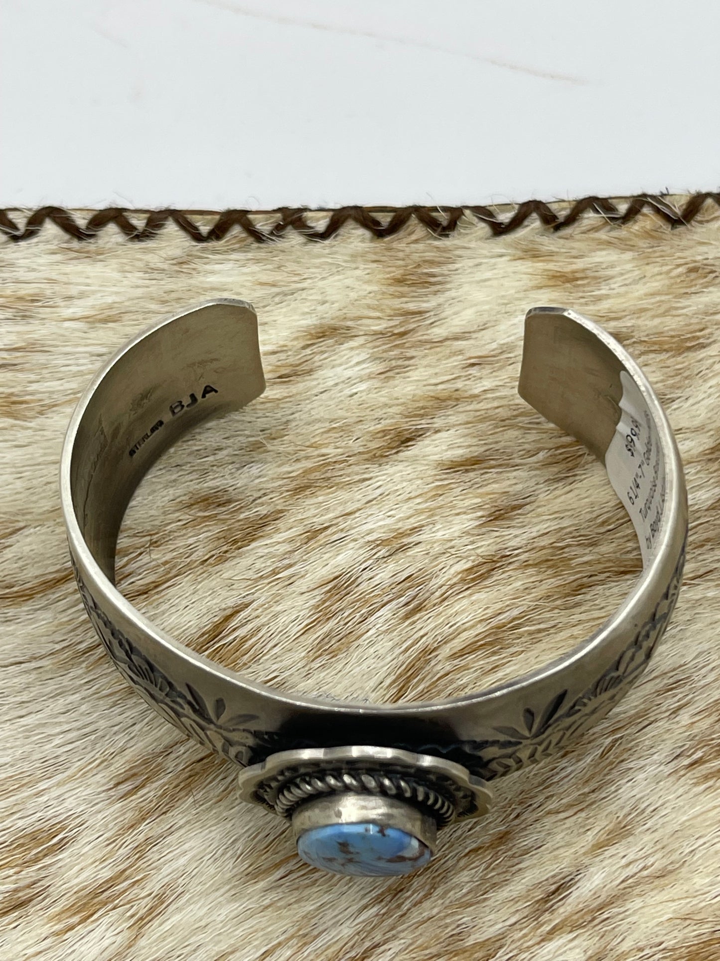 6 1/4"-7" Golden Hills Turquoise Bracelet by Boyd J. Ashley, Navajo