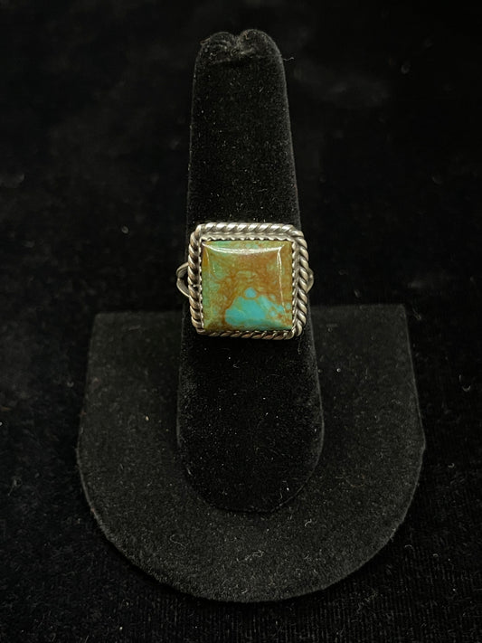 Square Turquoise Ring by Freda Martinez, Navajo