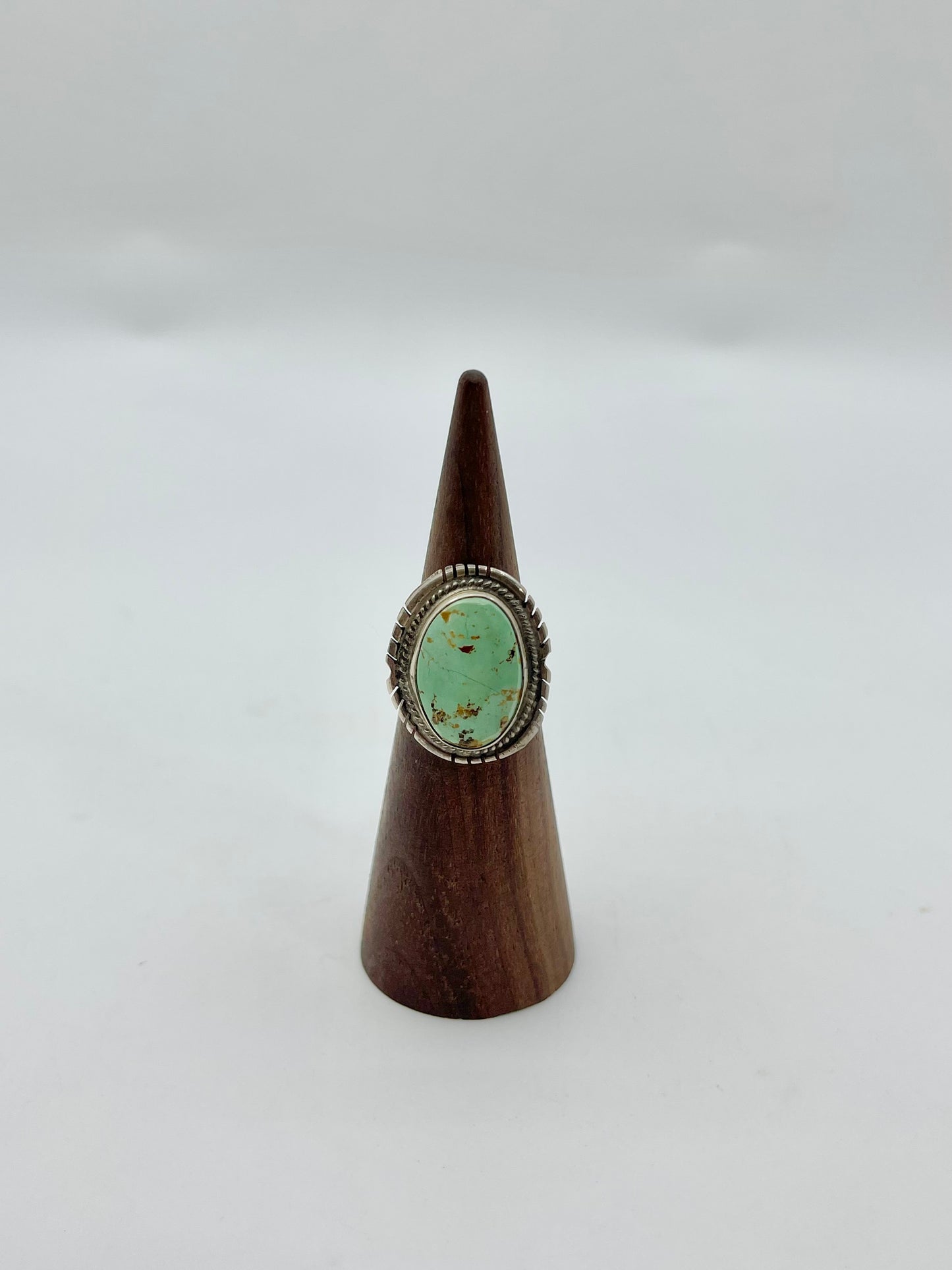 4.5 Oval Royston Turquoise Ring By Peggy Skeets Navajo