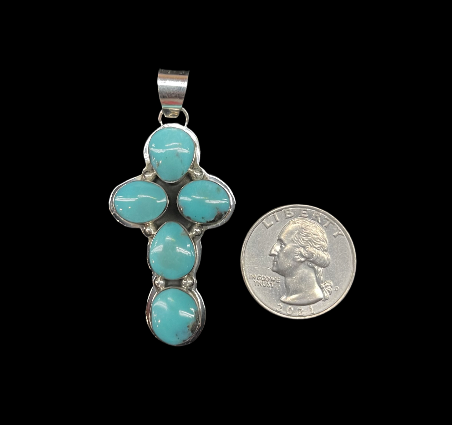 Turquoise Cross Pendant by Marie Bahe, Navajo