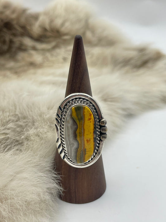 9.0 Bumblebee Jasper Oval Ring