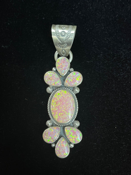10mm Bale 7 Stone Pink Opal Pendant by Zia