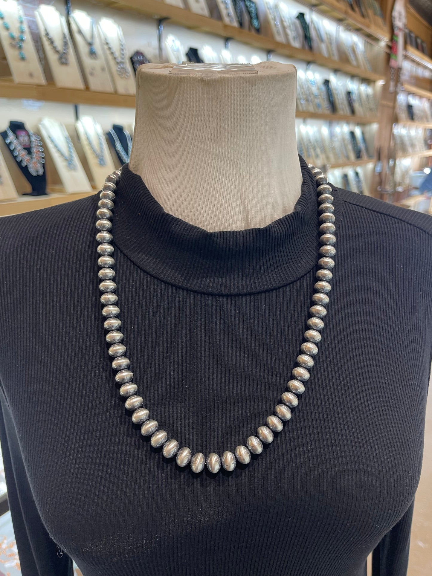 25" 1/2" Rondelle Stamped Beads 10mm Handmade by Bryannen Halwood, Navajo