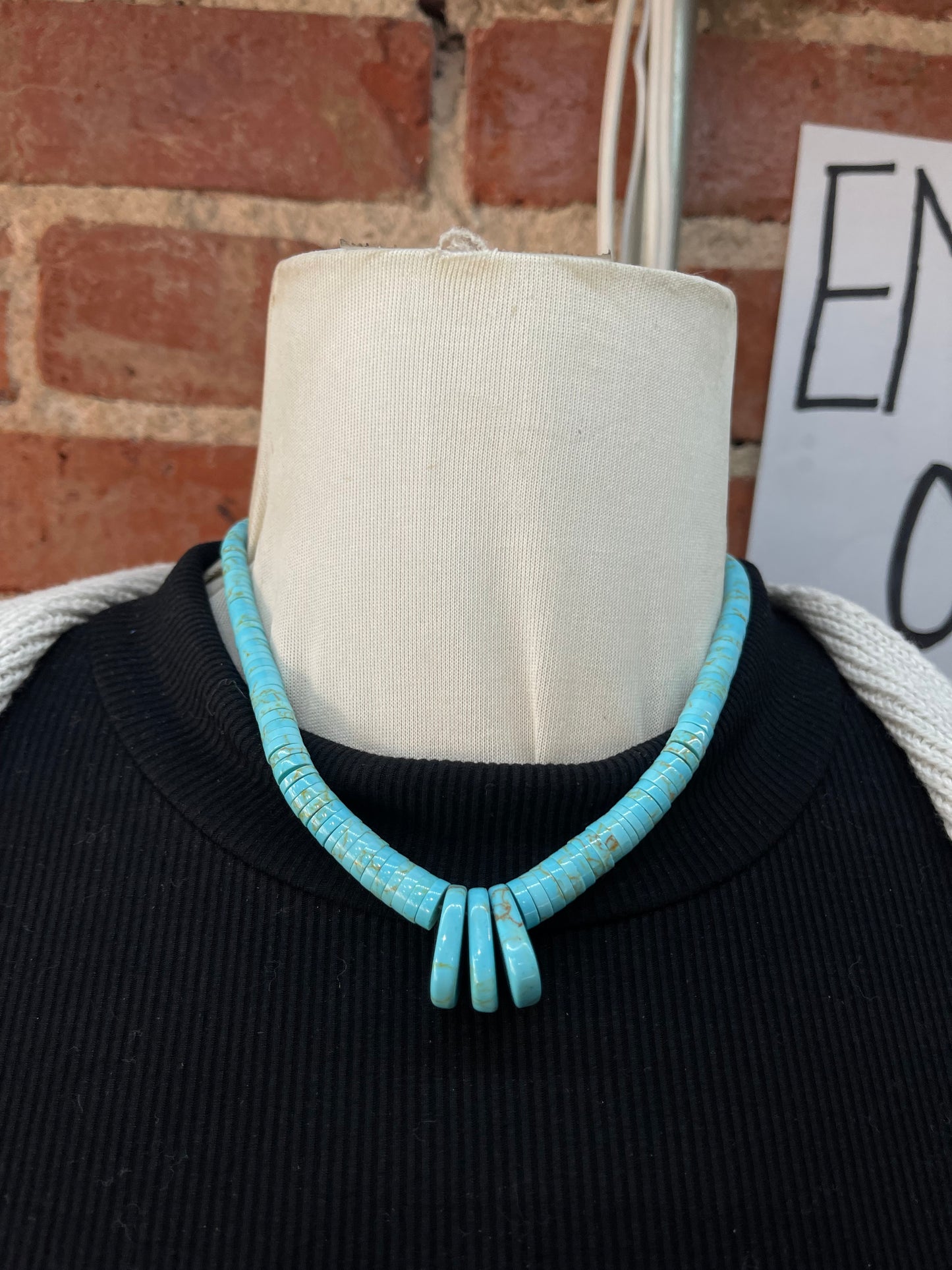 16" Block Turquoise Necklace by Jacla Style, Navajo