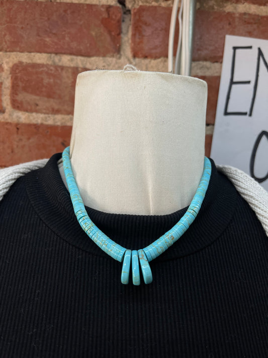 16" Block Turquoise Necklace by Jacla Style, Navajo