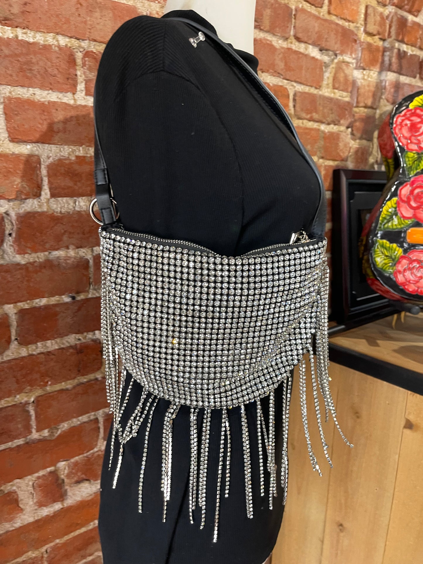 Bedazzled Crossbody With Bedazzled Fringe