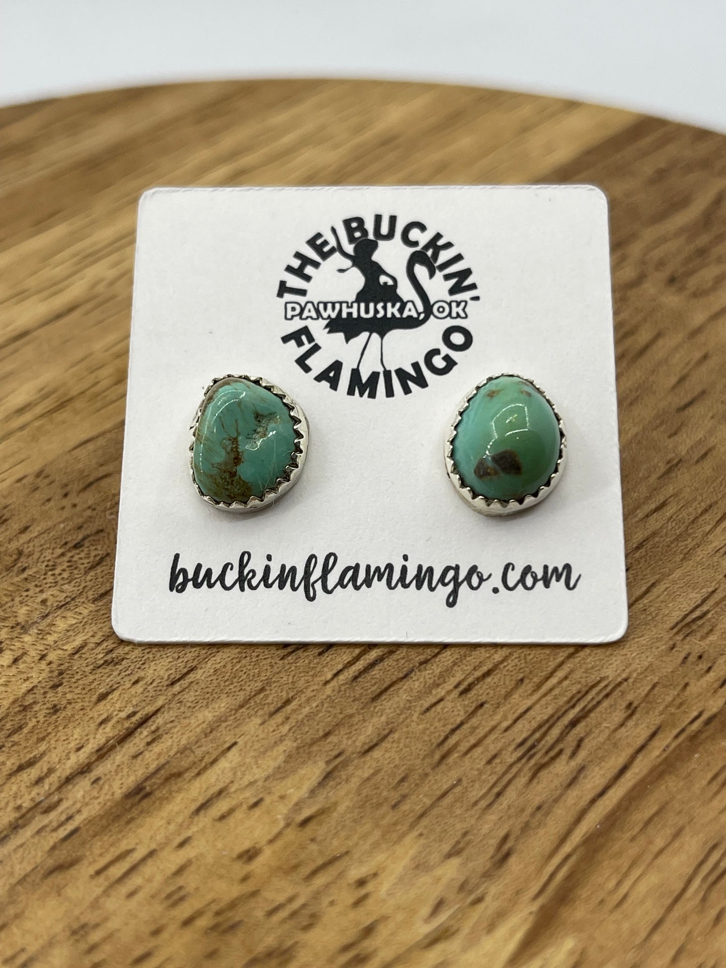 Natural Turquoise Post Earrings by Dorothy Yazzie, Navajo