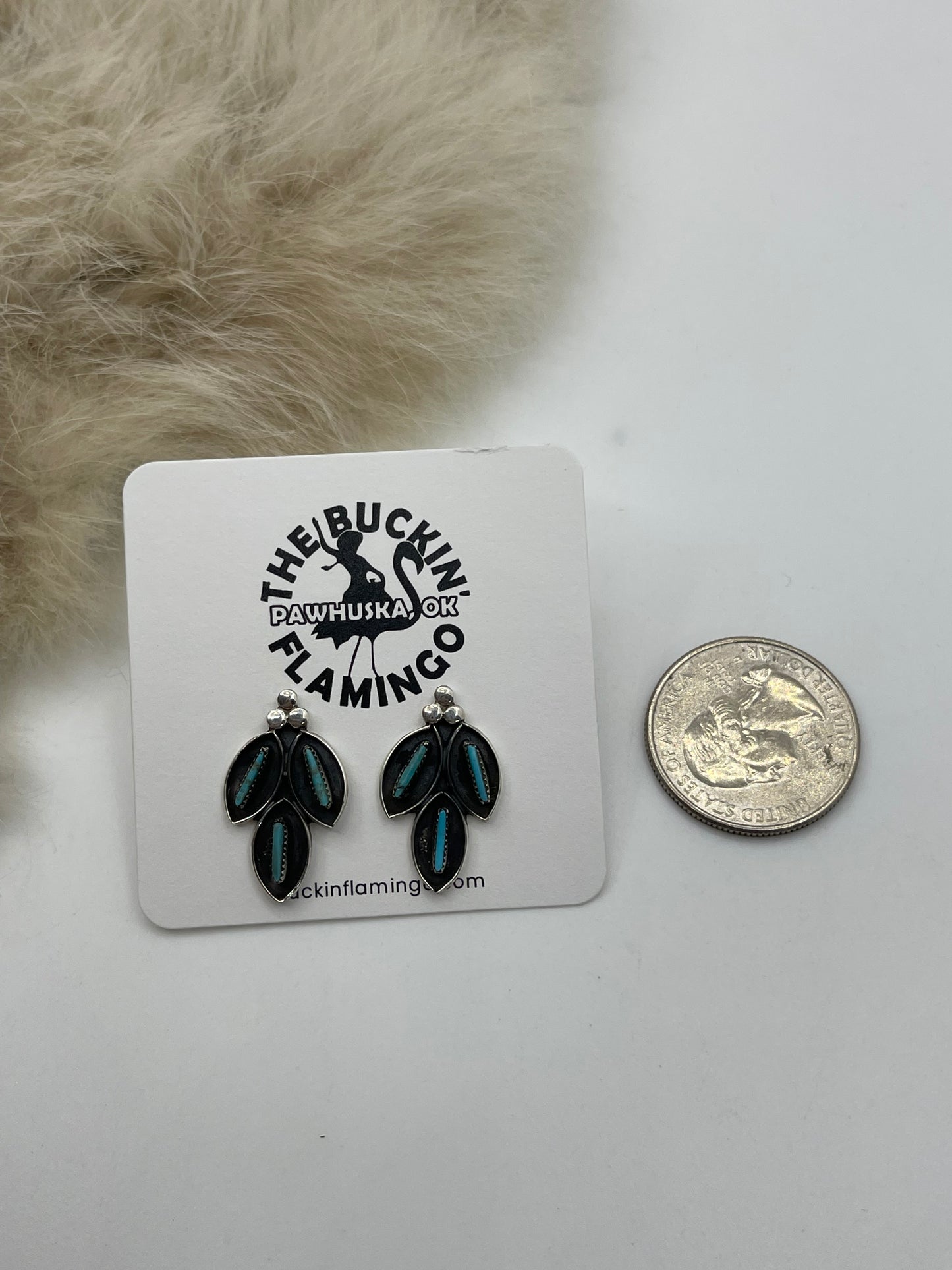 3 Leaf Zuni Needlepoint Post Earring by Fernando Othole, Zuni