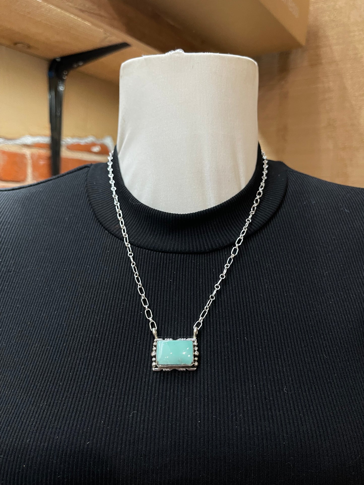 19" Turquoise Square Necklace by Phyllis Smith, Navajo