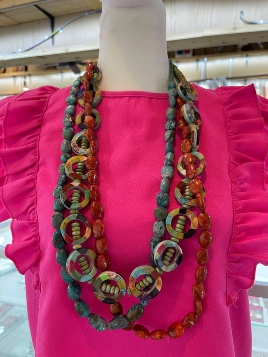 3 Strnad Multi Stone Necklace & Earring Set by Jolene Bird, Santo Domingo