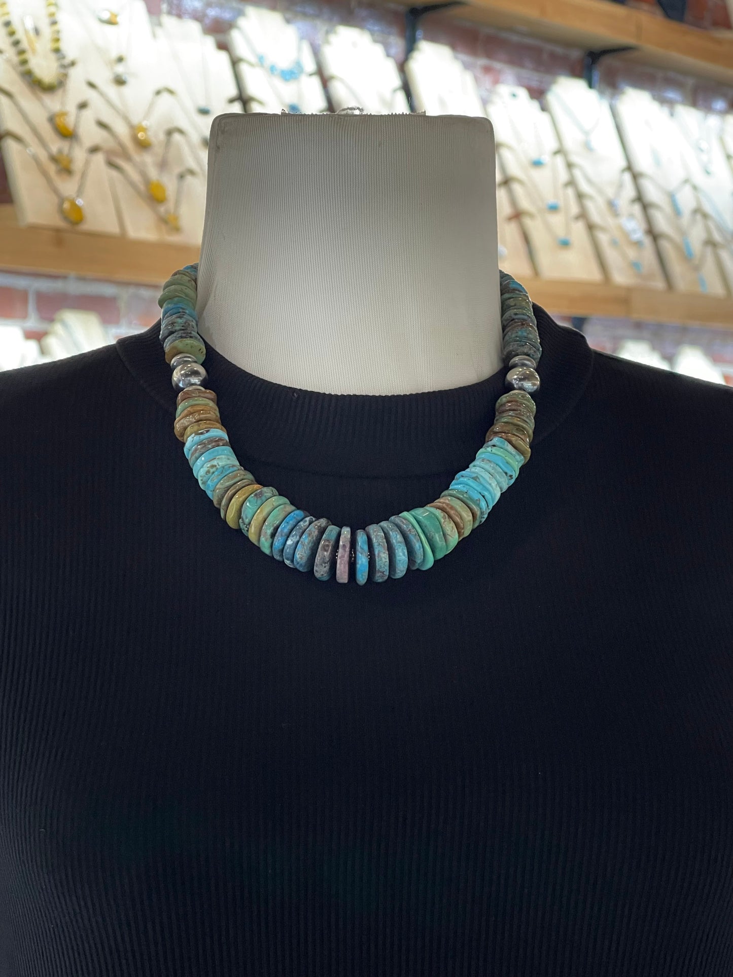 19" Graduated Blue & Green Turquoise Necklace