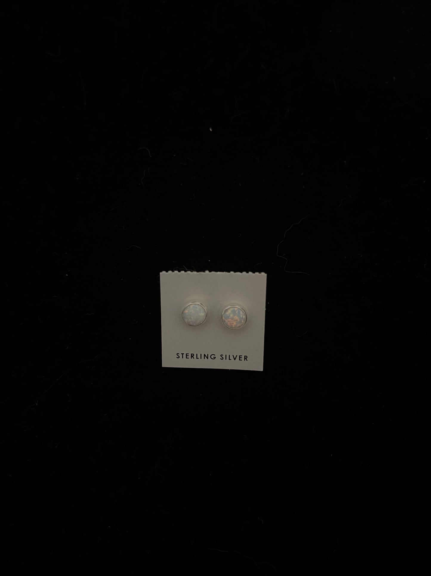 White Opal 5.5 mm Circle Post Earrings