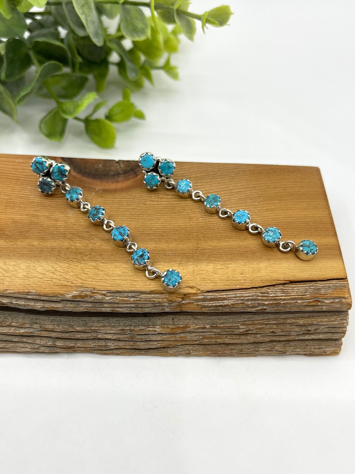 Sleeping Beauty Turquoise Long Dangle Earrings
