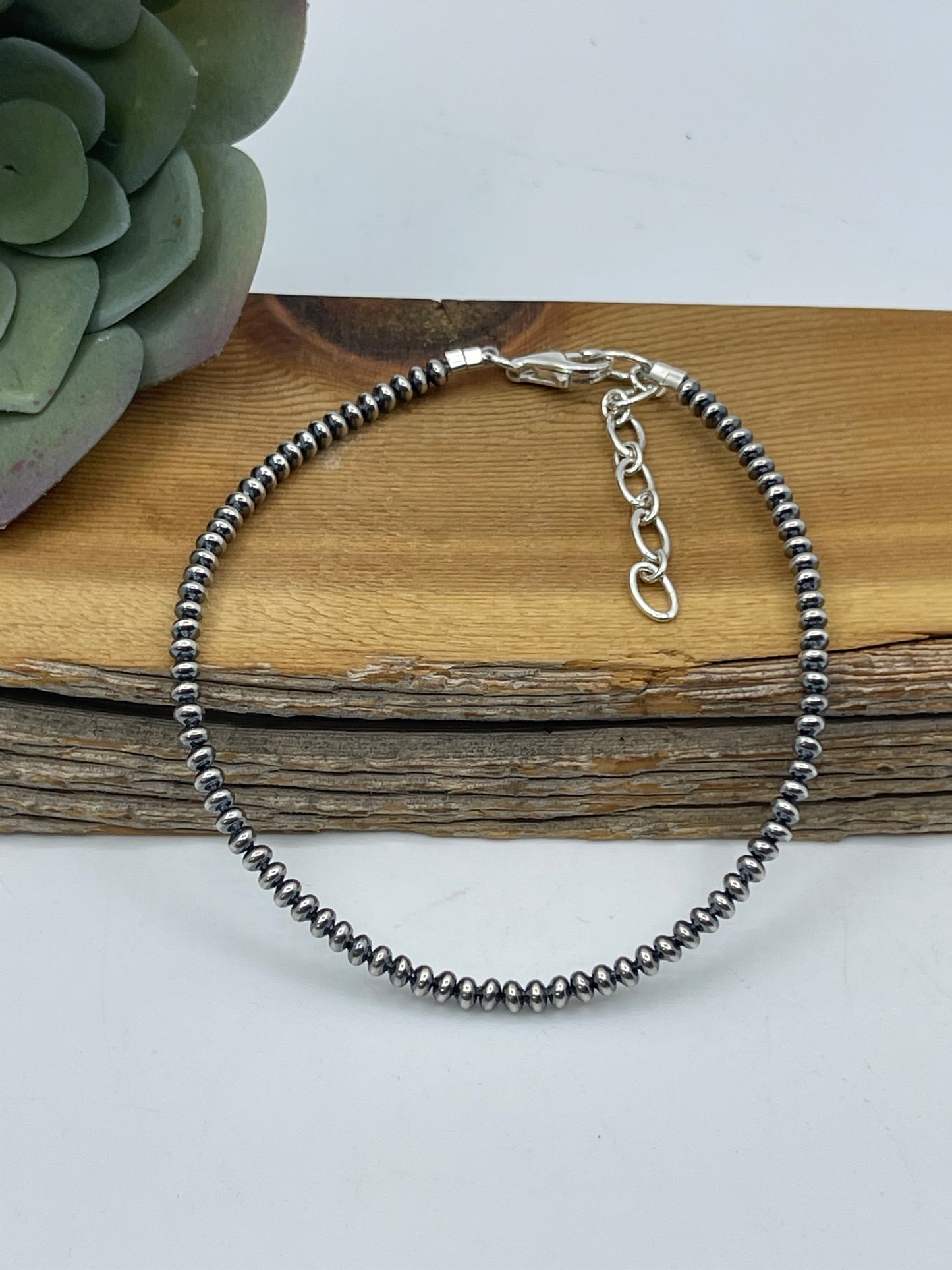 9"+1" 3mm Rondelle Navajo Pearls Anklet