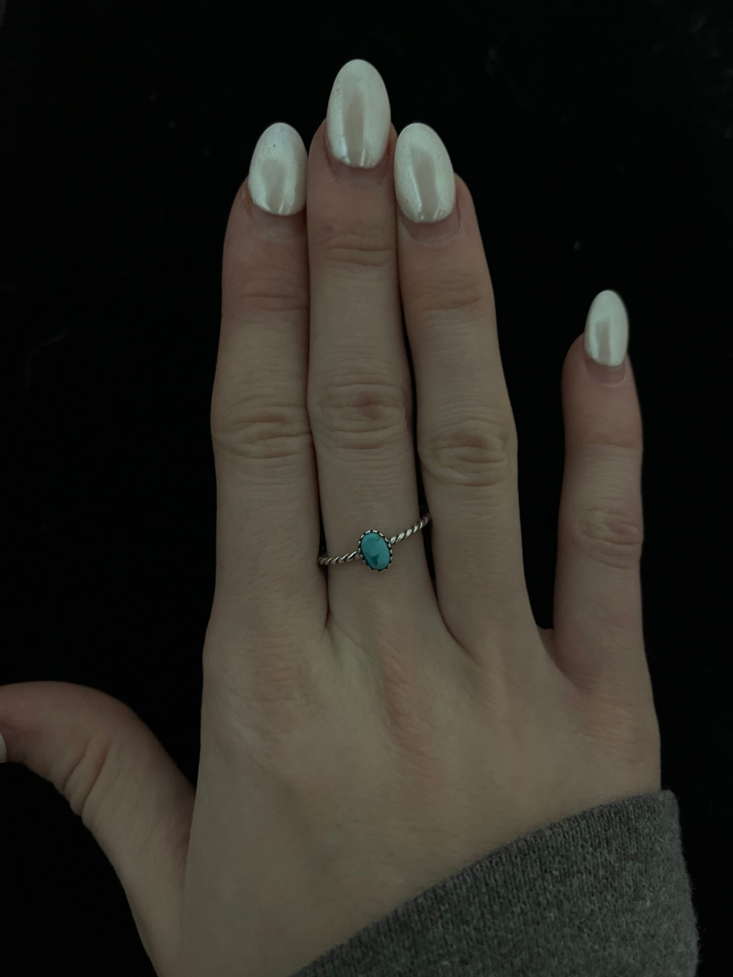 9.0 Dainty Turquoise Oval Twisted Ring