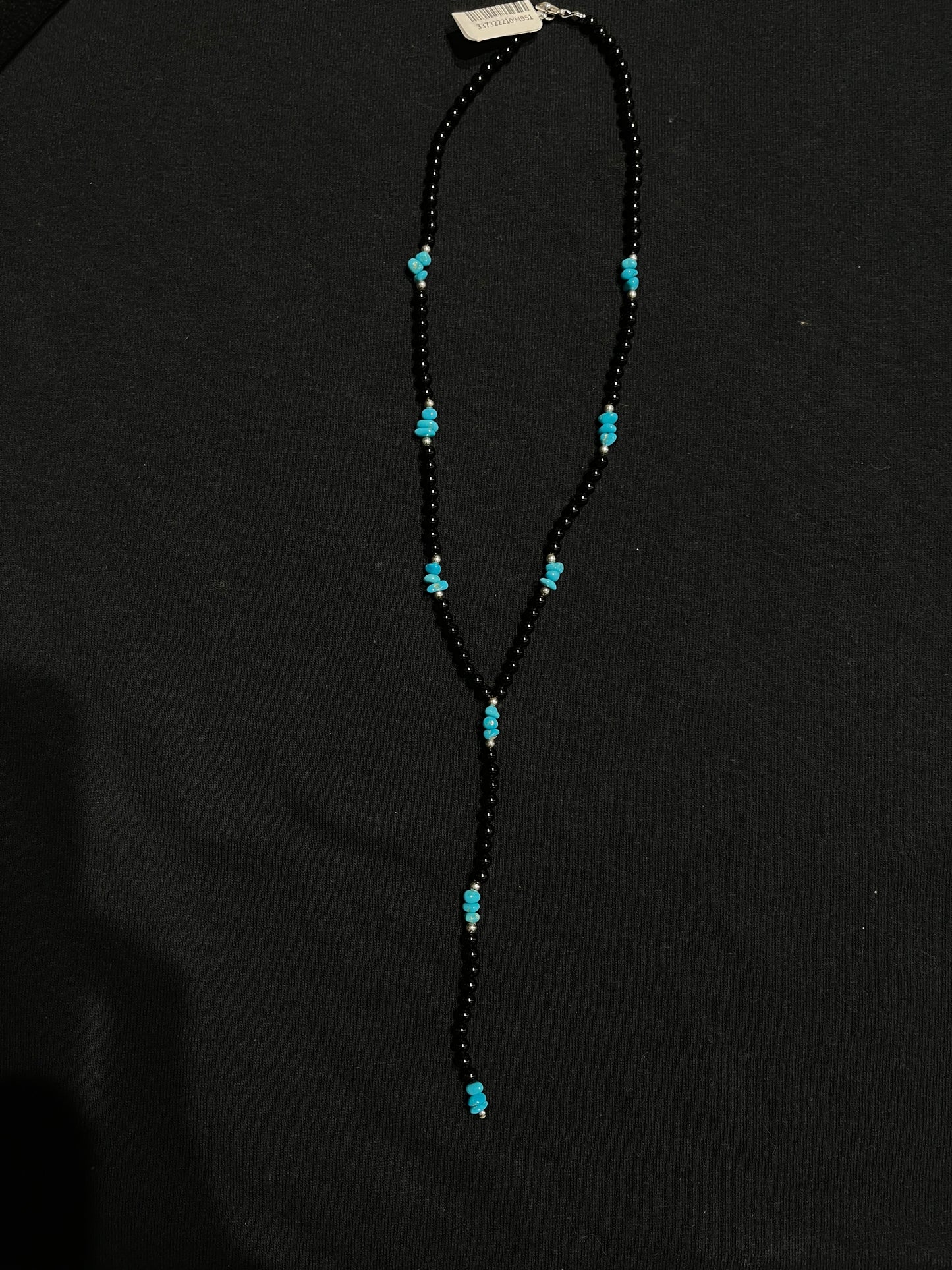 18"+4" Black Onyx and Turquoise Lariat