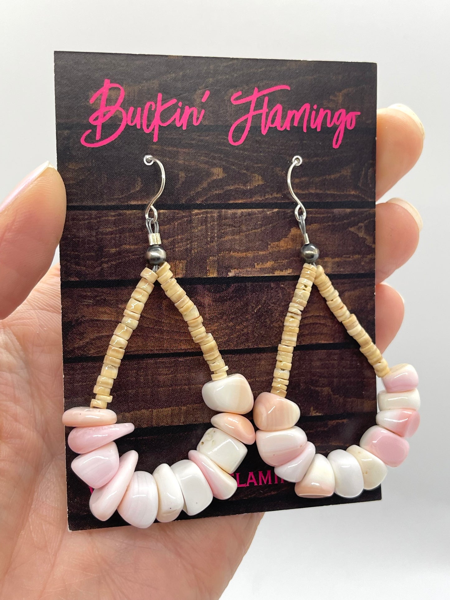 Melon Shell and Pink Conch Shell Earrings