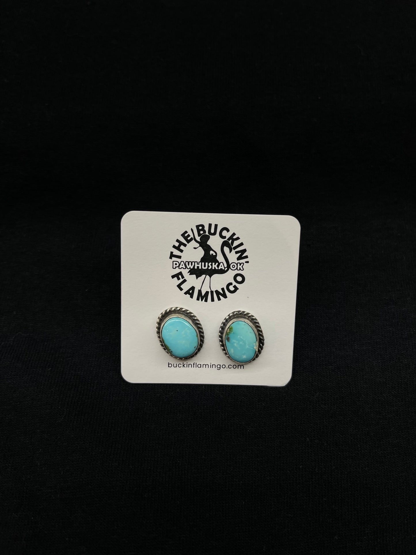 Sonoran Gold Turquoise Oval Post Earrings by Elouise Kee, Navajo