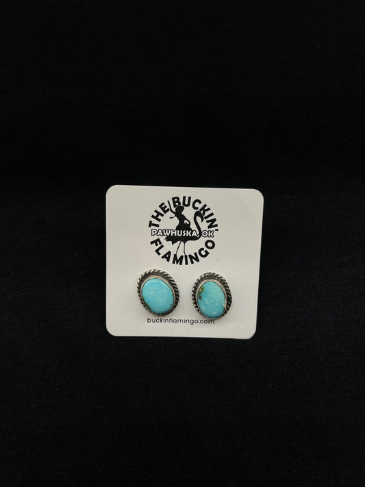 Sonoran Gold Turquoise Oval Post Earrings by Elouise Kee, Navajo