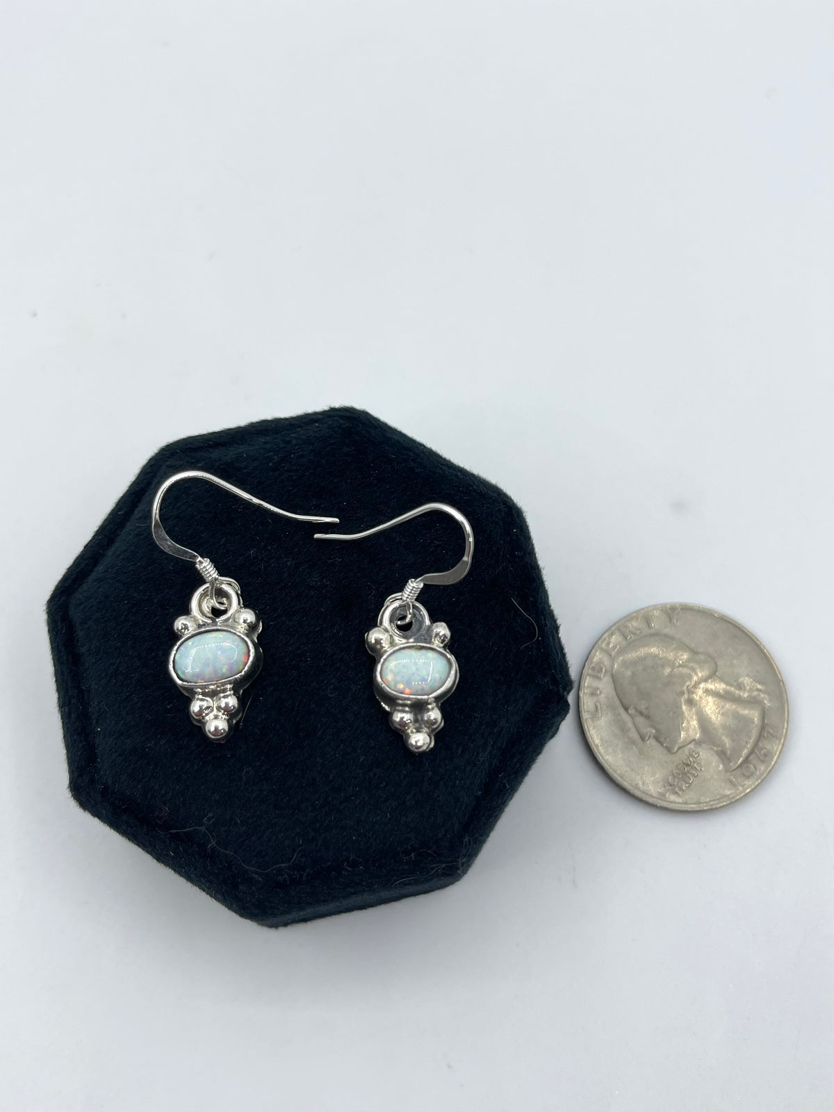 White Opal Hook earrings by Robinson Martinez, Navajo