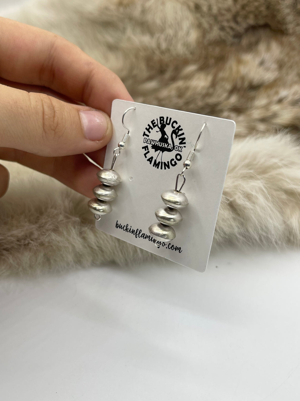9mm Handmade Navajo Pearl Earrings by Tylena Nez, Navajo