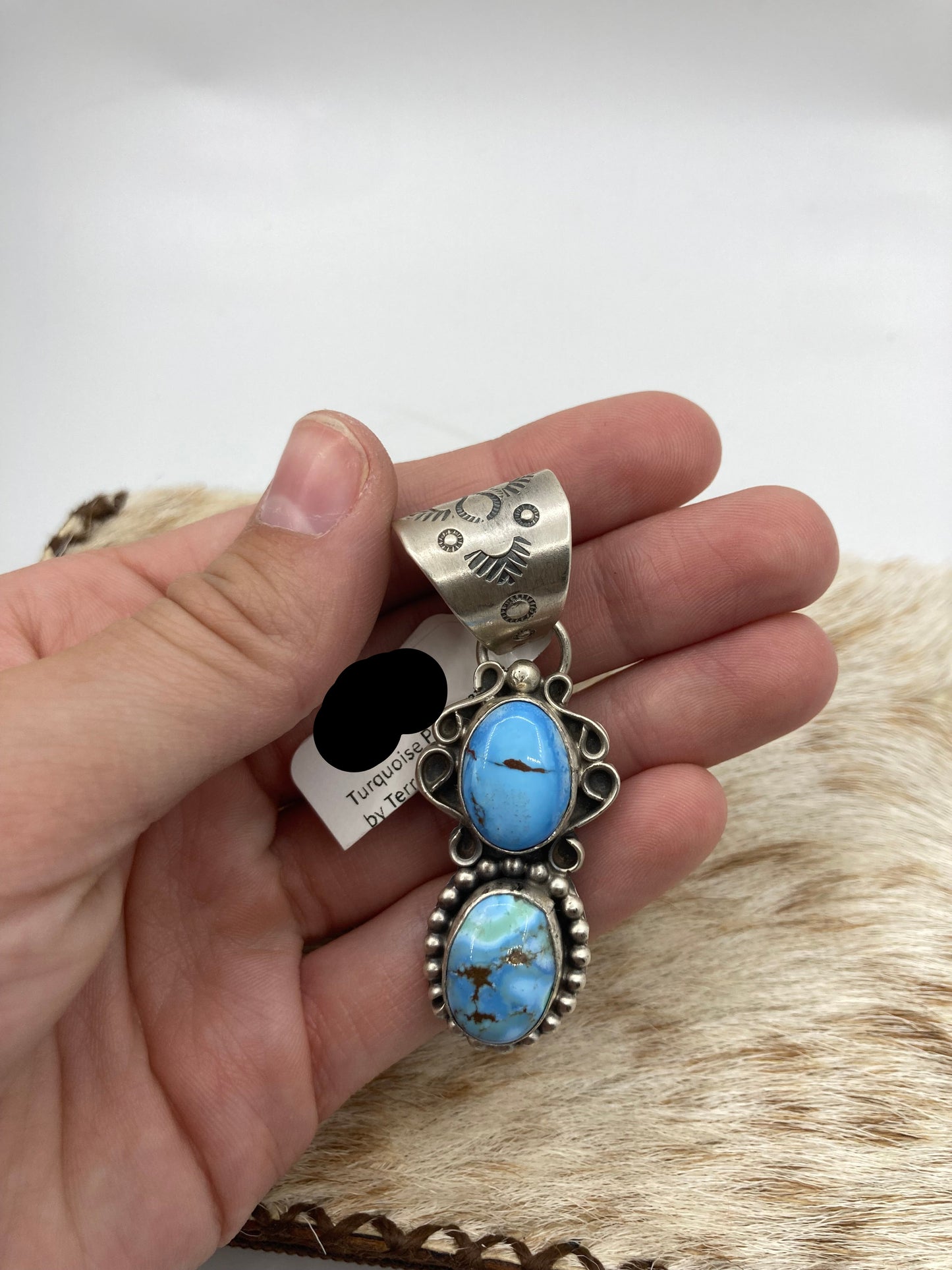 Golden Hills Turquoise Pendant by Terrel Nez, Sr. Navajo (13mm Bale)