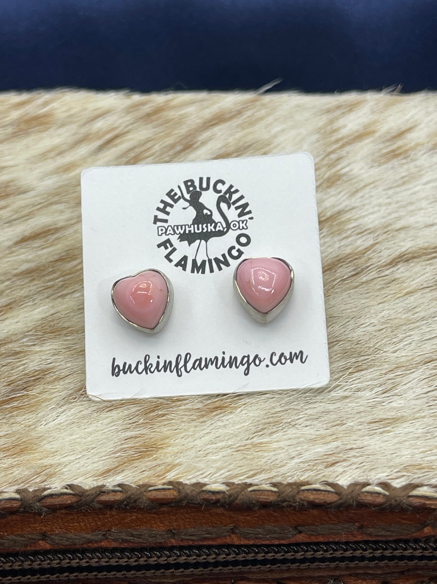 Pink Conch Shell Heart Earrings