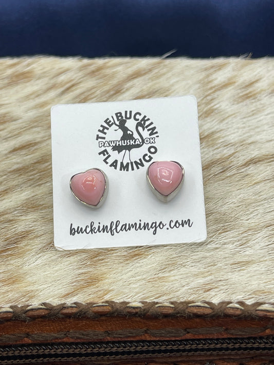 Pink Conch Shell Heart Earrings