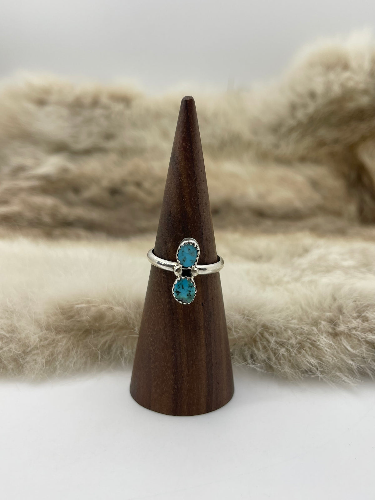5.5 2 Stone Turquoise Ring Navajo
