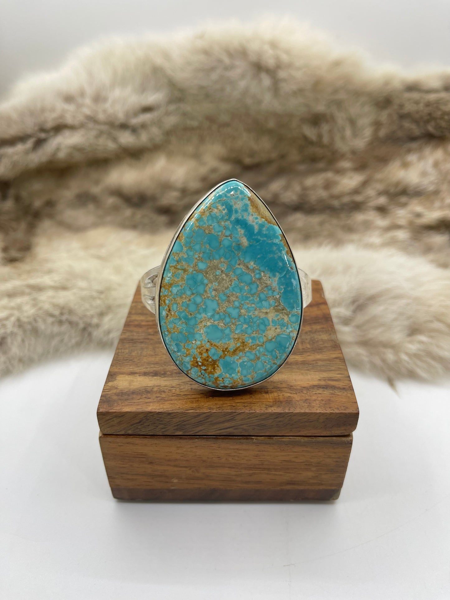 Teardrop #8 Turquoise Cuff by Carrie Cannon, Kiowa